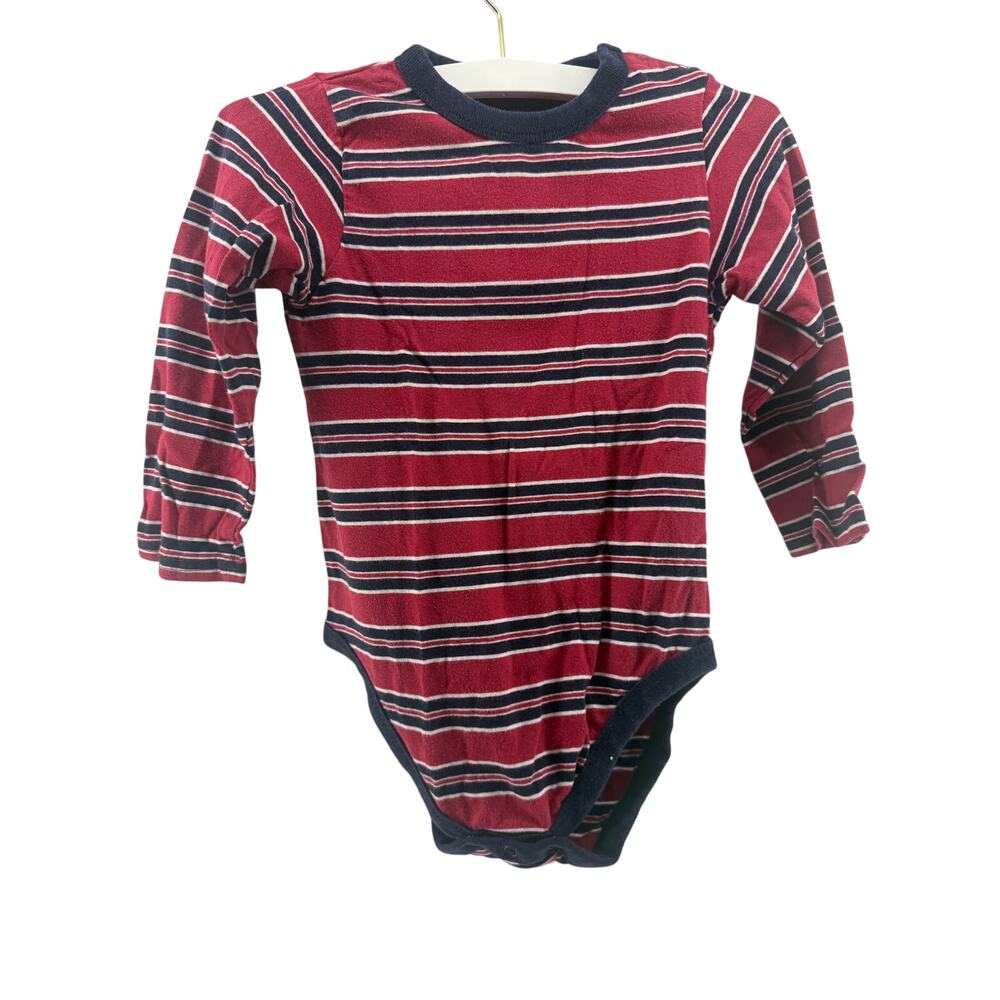 Vintage Children's Place Long Sleeve Bodysuit Red Blue Stripes 100% Cotton 4T